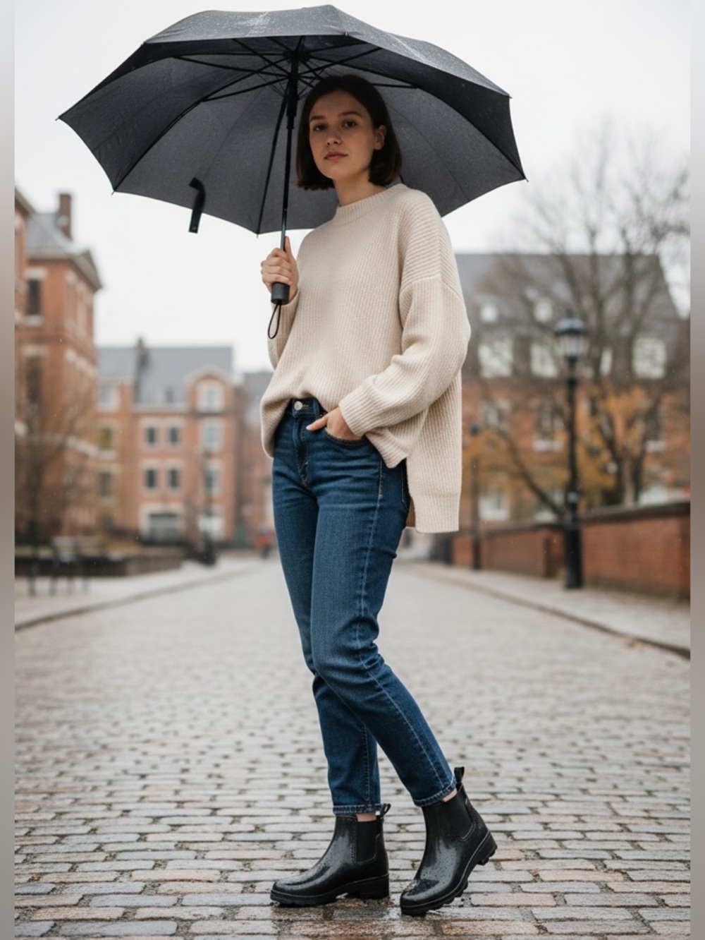 Lucky Brand Black Rain Boots Chelsea Waterproof Ankle Booties Lug Sole Women’s